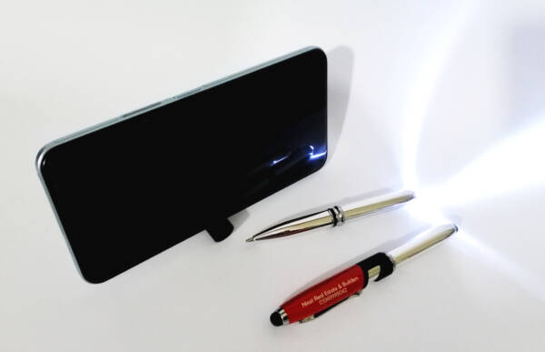 Pen With Stylus, Torch & Mobile Holder